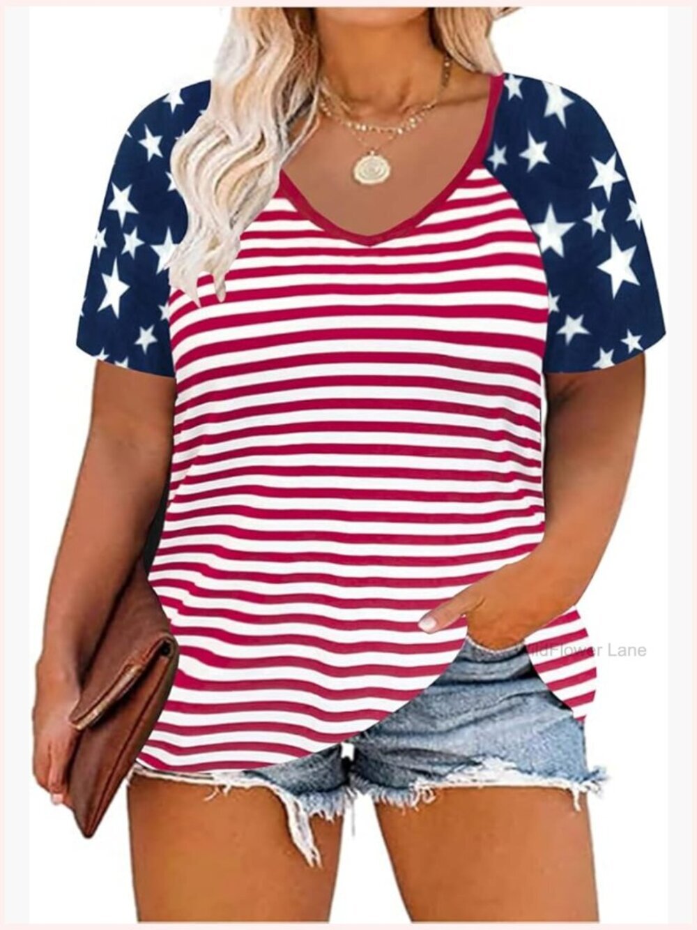 Plus Size Button Up Henley Shirt Short Sleeve Tunic Top